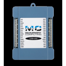 MCC USB-205 12-bit, 500 kS/s Single Gain Multifunction USB DAQ Device